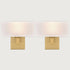 Set of 2 Modern Brushed Brass Gold with White Fabric Shade Wall Sconces for Bedroom